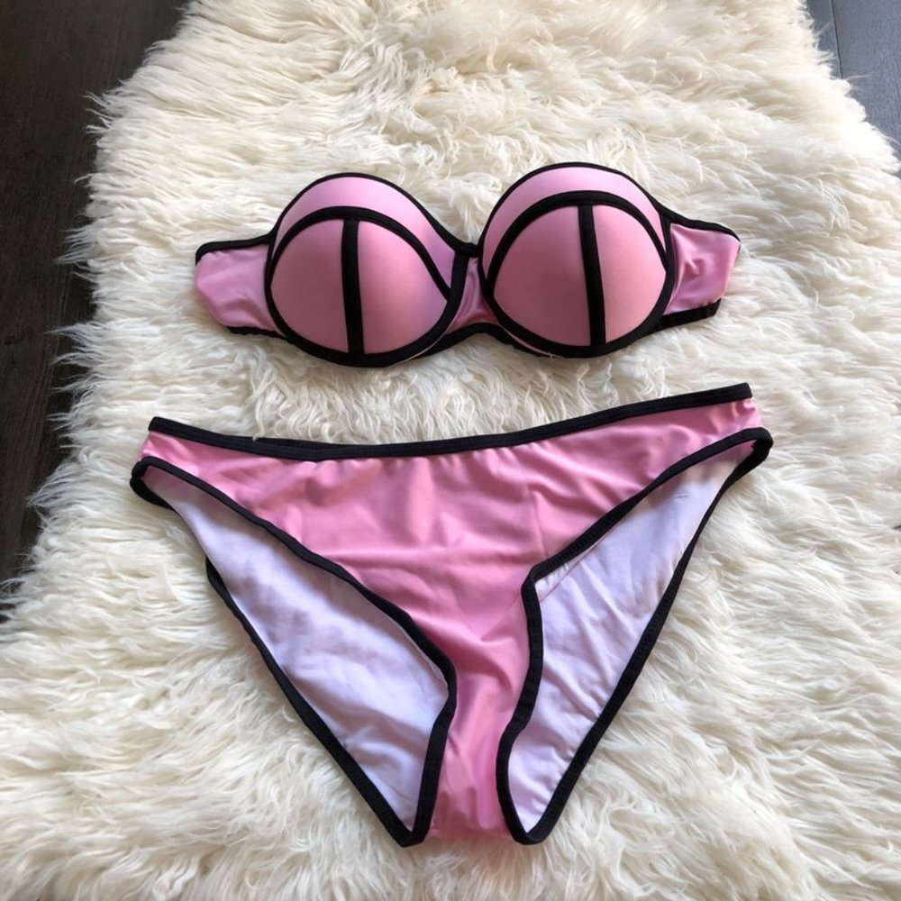 Pink and Black Bikini 36C / Large